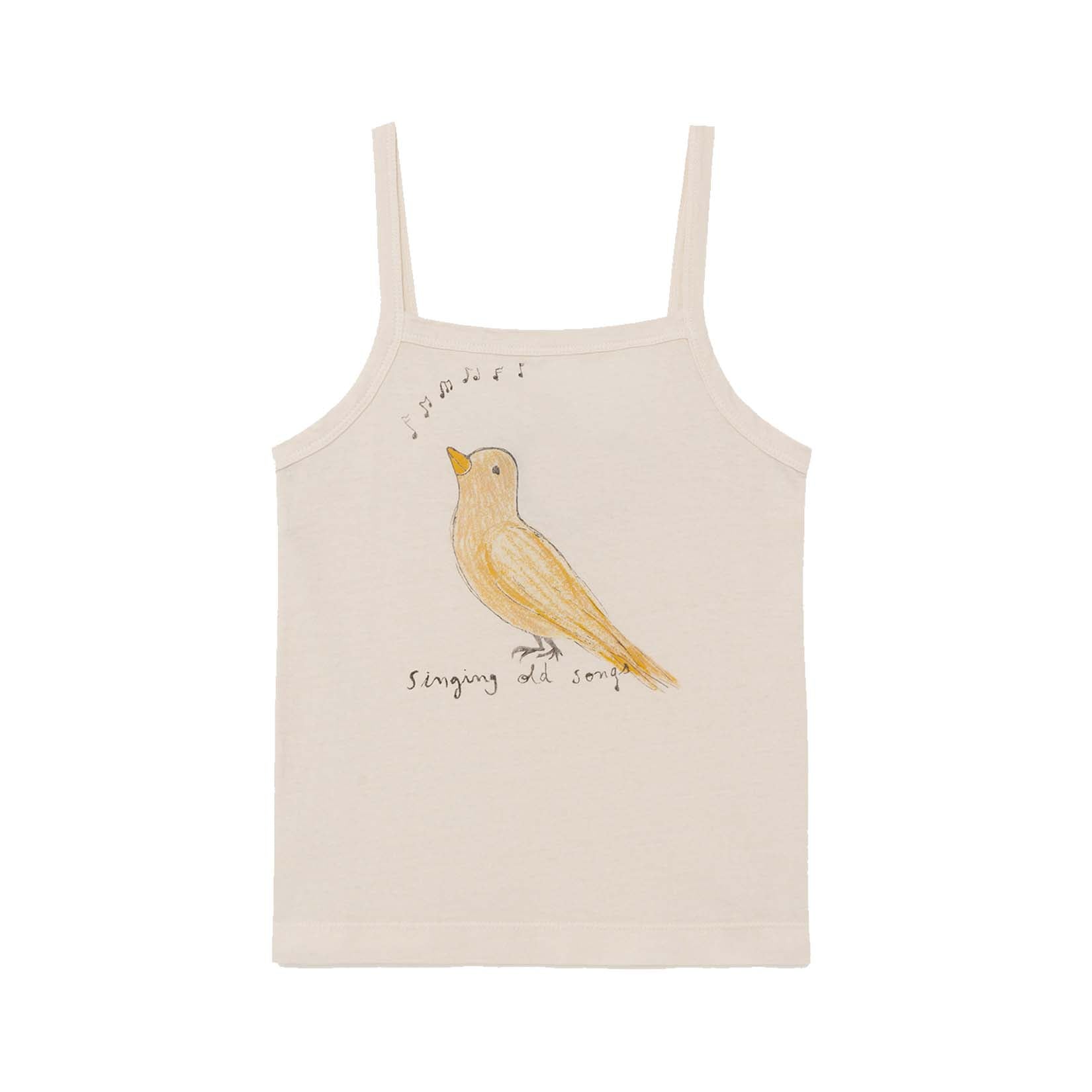 Débardeur blanc en coton avec oiseau pour fille