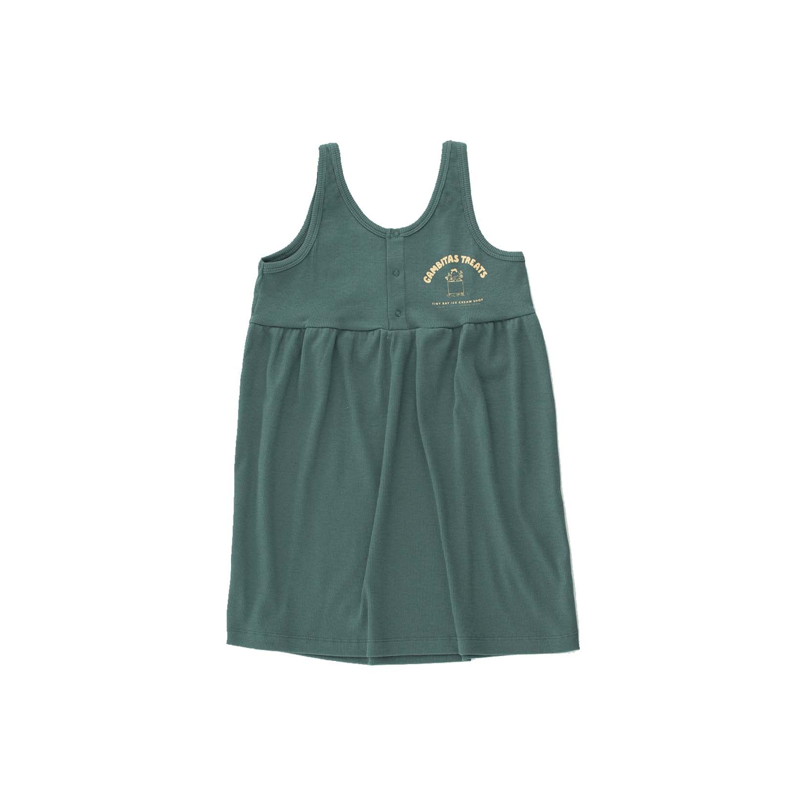 Robe en Coton Vert à Logo pour Fille